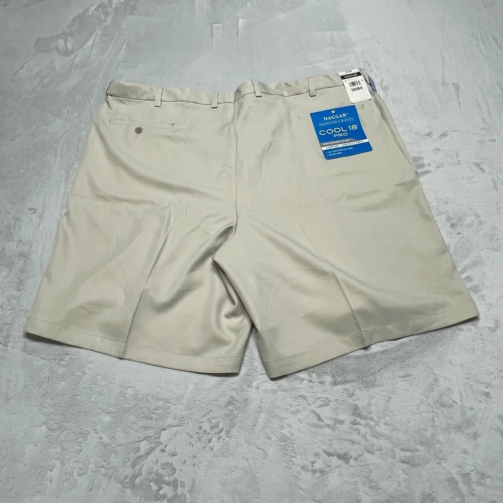 Haggar Cool 18 Pro Mens Shorts 52 String Beige Stretch‎ Golf Classic